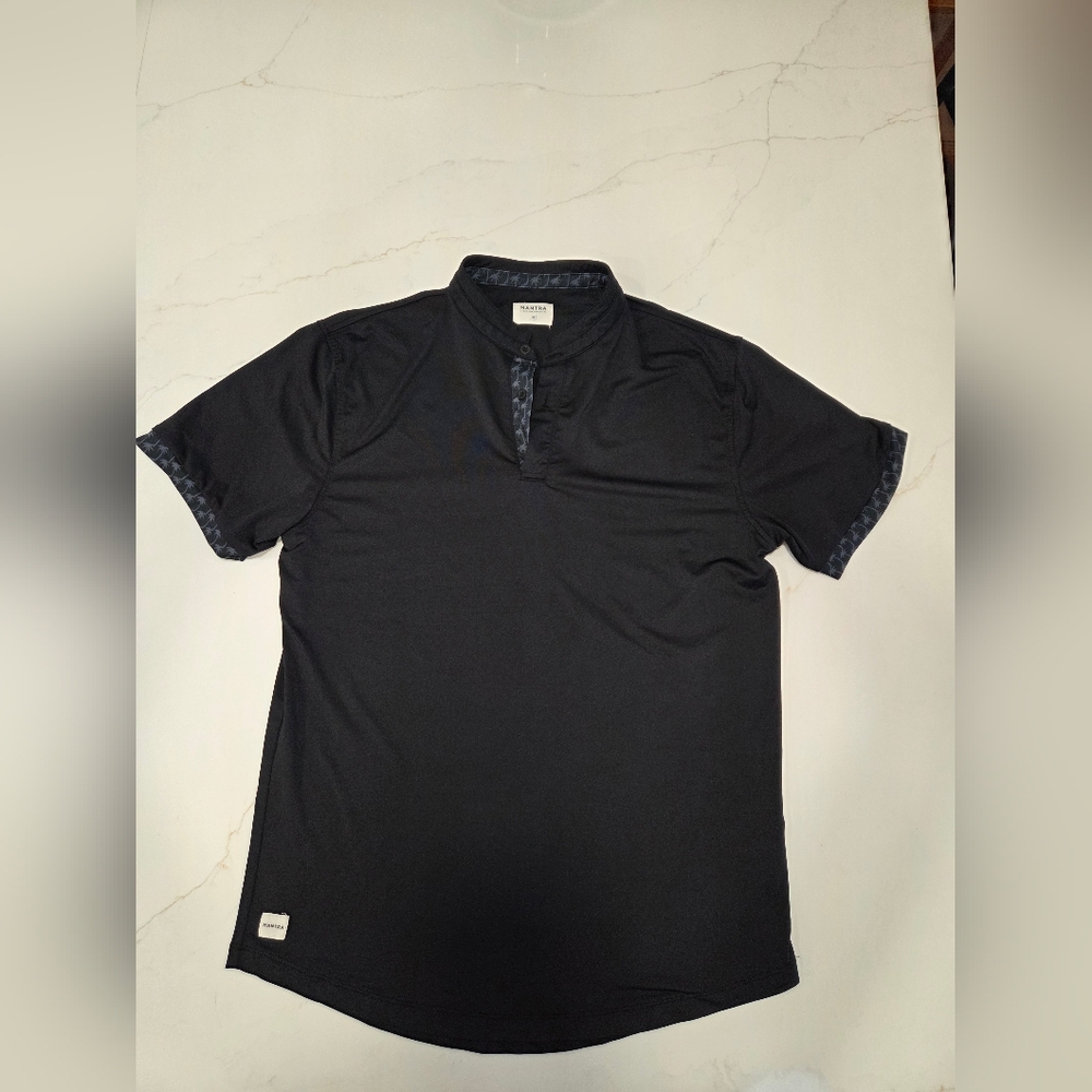Men's Black Short-Sleeve Polo with Contrast Trim